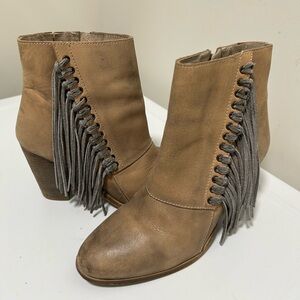 Diba True Jilly Ann Fringe Boots Tan Size 8
